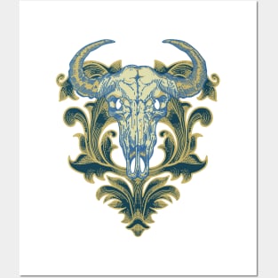 Buffalo skull ornament Posters and Art